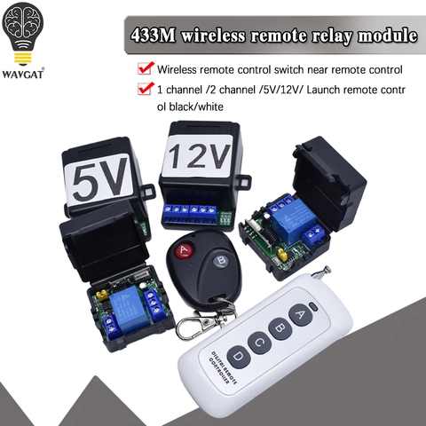 433M Universal Wireless Remote Control Switch Electric Access Control DC 5V 12V 1 Way 2 Way Relay Receiver Module + Transmitter ► Photo 1/6