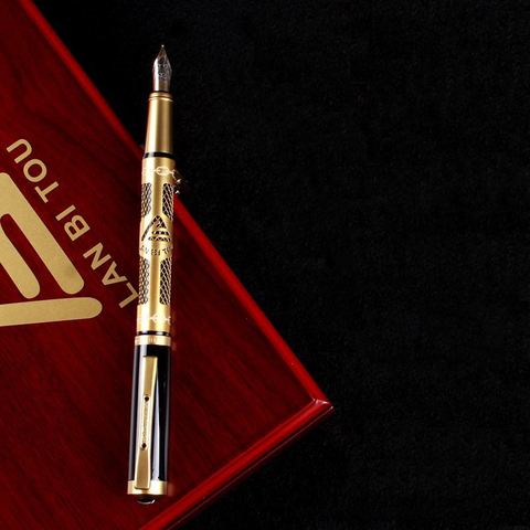 1Pc New high-end luxury Fountain Pen Business Ink pen Gold Trim F Iridium Nib lightweight writing pen Office school supplies ► Photo 1/6