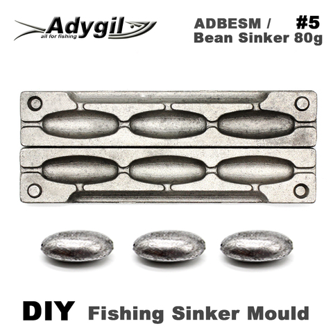 Adygil DIY Fishing Bean Sinker Mould ADBESM/#5 Bean Sinker 80g 3 Cavities ► Photo 1/5