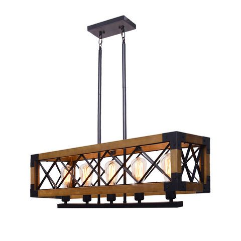 Vintage wood chandelier industrial wood lighting fixture living room restaurant dining room pendant lamp hanging lamp headlight ► Photo 1/6