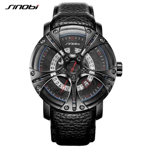 SINOBI Top Brand Car Creative Design Men's Fashion Watches Calender Man Quartz Wristwatches Sport Leather Strap Male Clock ► Photo 1/1