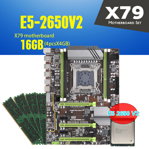 Kllisre X79 motherboard set with Xeon E5 2650 V2 4x4GB=16GB 1333MHz DDR3 ECC REG memory ATX USB3.0 SATA3 PCI-E NVME M.2 SSD ► Photo 1/6