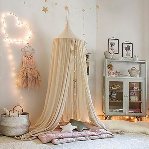 Ins children Round Hanging Bedding curtain Cotton Baby Canopy Mosquito Net Home Bed Crib Tent Hung Dome home Decoration 8 colors ► Photo 1/5