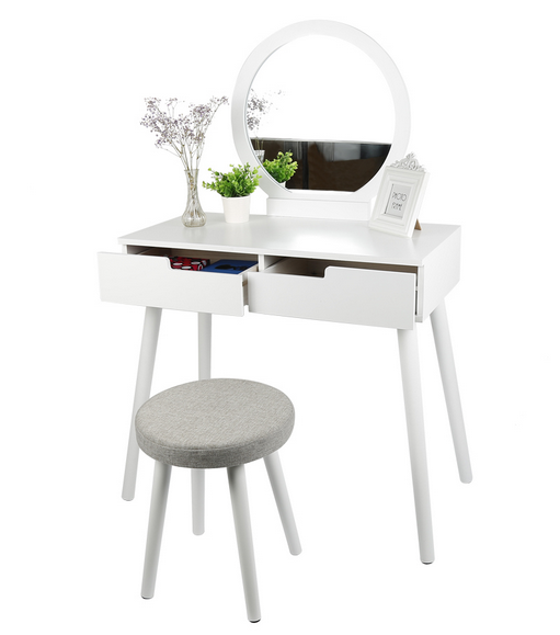 Nordic Dresser Table Mirror, Vanity Set With Mirror And Chair