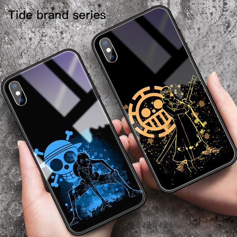 Price History Review On Cartoon One Piece Luffy Tempered Glass Phone Case For Iphone 12 11 Pro Se Xsmax Xr Xs X 8 7 6 Plus Luxury Protection Cover Coque