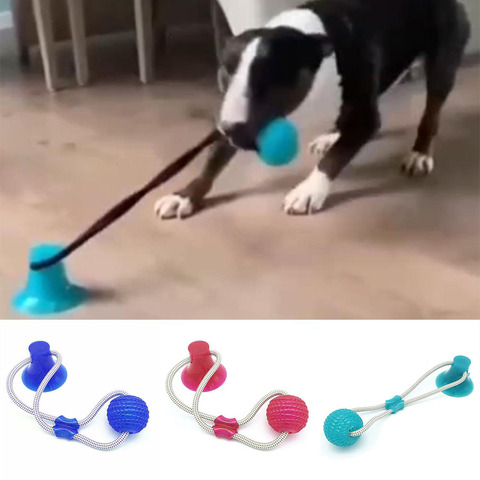 Interactive Pet Dog Toys Suction Cup Ball Elastic Ropes Dog Toy Rubber Chew  Ball Cleaning Teeth Training Pet Toys For Dogs Cats