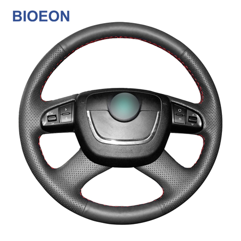 Black PU Artificial Leather Steering Wheel Cover for Skoda Octavia Superb Yeti 2009 2010 2011 2012 2013 Roomster Fabia ► Photo 1/6