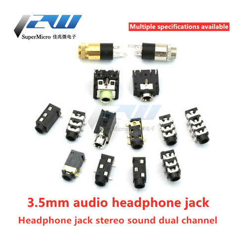 10 pcs/lot Headphone jack 3.5 MM PJ-3F07-313-316-320-325-326-327-358-392-393-342 Audio and video female dual channel stereo jack ► Photo 1/6