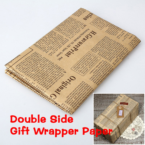 52x75cm Gift Wrapping Paper Roll Vintage Newspaper Double Sided Wrap Decor Art Kraft For Christmas Party Creative Material ► Photo 1/6