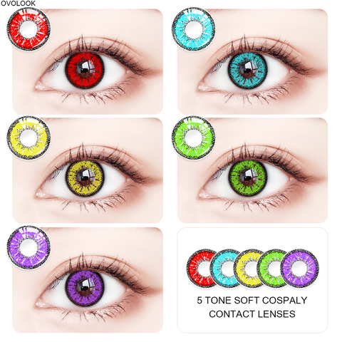 OVOLOOK- 2pcs/pair 5 Tone Series Colored Lenses for Eyes Contact Lenses Eye Color Lens Soft Cosplay Colored Contacts ► Photo 1/6