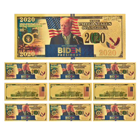 10pcs America President 2022 Joe Biden Fake Money Gold Foil Banknotes Non-currency Prop Money United States Billet Gifts for Men ► Photo 1/6