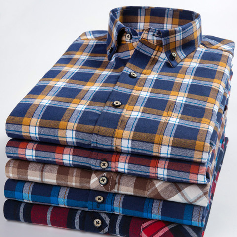 Extra Large Size 8XL 7XL 6XL Men Long Sleeve Shirt Mens Dress Pure Cotton Plaid Shirt High Quality Mens Shirts Casual Slim Fit ► Photo 1/6