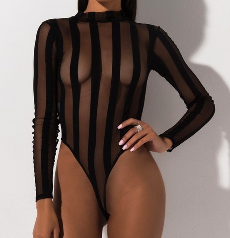 Cryptographic hot sale sheer lace bodysuit women backless