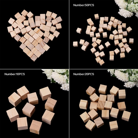 10/25/25mm Wooden Square Blocks Mini Cubes Embellishment for Woodwork Craft DIY ► Photo 1/6