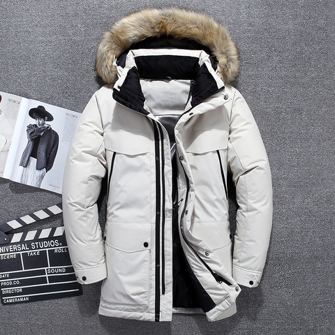 2022 NEW -40 Degrees Top Quality White Duck Down Jacket Men Thick Winter Big Fur Collar Warm Parka Waterproof Windproof ► Photo 1/6