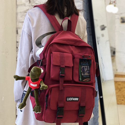 DCIMOR Multiple pocket Waterproof nylon Women Backpack High quality Insert buckle unisex Student schoolbag Lovely Book Mochilas ► Photo 1/6