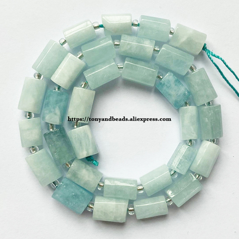 Free Shipping 7'' Natural Faceted Brazil Aquamarines Cylinder Spacer Stone Beads For Jewelry DIY Making ► Photo 1/1