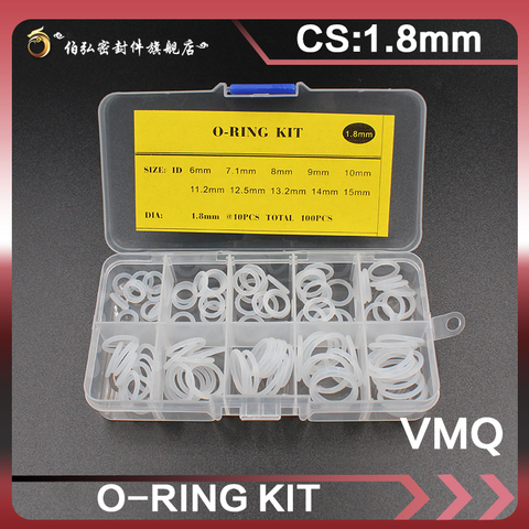 Silicone rubber O-rings Thickness 1.8mm white Ring Silicon O Ring Seal VMQ Washer oring set Assortment Kit Set O Ring ► Photo 1/6