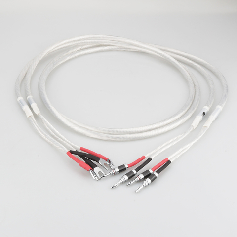 2022 One Pair HIFI Silver-Plated Speaker Cable Hi-END 4N OFC Speaker Wire For HI-FI Systems Y Plug Banana Plug Speaker Cable ► Photo 1/6