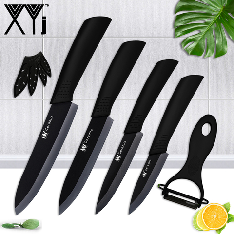 XYj Multi-Color Ceramic Knife 3 4 5 inch + 6 inch Kitchen Knives Cooking Set +Peeler  Fruit Chef Knife Vegetable Cooking Tools ► Photo 1/6