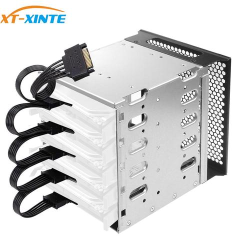 XT-XINTE Five-Disc Hard Disk Cages 3.5-Inch Hard Disk Box Computer Storage Expansion Hard Drive Disk Tray Caddy w SATA Cable ► Photo 1/6