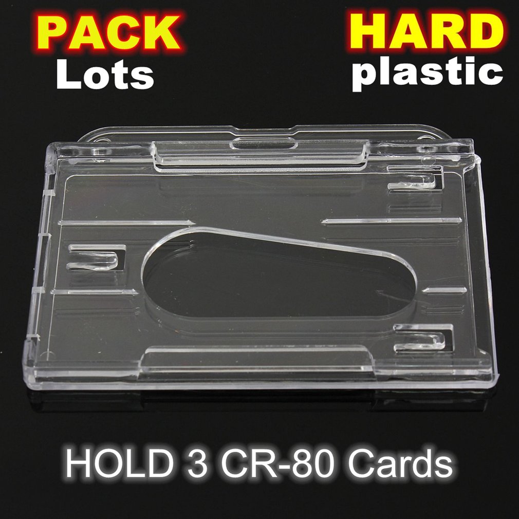 Transparent Horizontal Plastic ID Card Badge Holder Cover