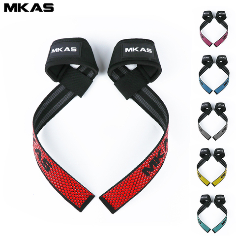 MKAS Weight lifting Wrist Straps Fitness Bodybuilding Training Gym CrossFit lifting straps with Non Slip Flex Gel Grip ► Photo 1/6