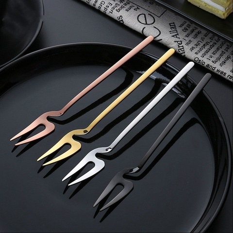 Stainless Steel Fruit Forks Small Size Pickle Forks Cocktail Salad Dessert Cake Forks Tableware for Banquet Party Seafood Dinner ► Photo 1/6