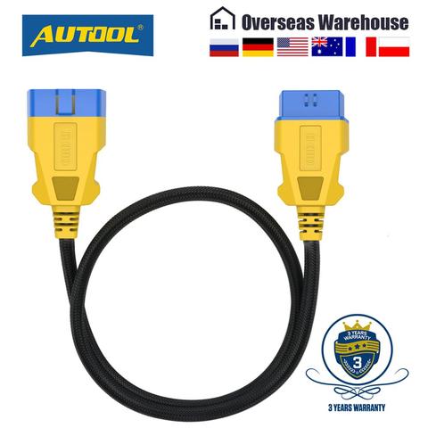 AUTOOL 100CM Car OBDII Extension Cable 16 Pin Male To Female OBD2 Connector 16Pin Diagnostic Tool ELM327 OBD2 Extended Adapter ► Photo 1/6