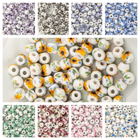 8# 100pcs Jingdezhen Flower Ceramic Beads  String Sell By Bags Procelain For Jewelry Making Lot Bead #A401A ► Photo 1/6