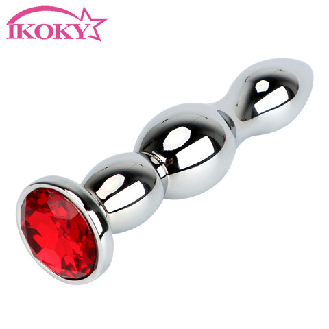 IKOKY Jewel Anal Plug Sex Toys for Women and Men Prostate Massage Stainless Steel Long Butt Plug Big Size Metal Anal Beads ► Photo 1/6