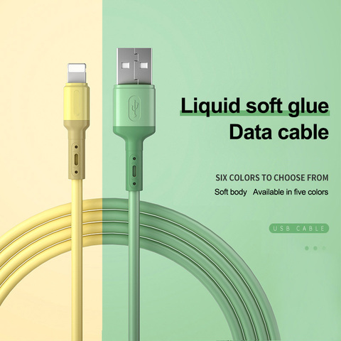USB Cable For iPhone 12 11 Pro Max X XR XS 8 7 6 6s 5 5s Fast Data Charging Charger USB Wire Cord Liquid Silicone Cable 1/1.5/2M ► Photo 1/6