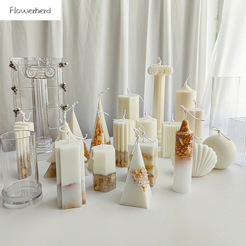 Candle Diy Mold Columnar Aromatherapy Ice Flower Embossed Soy Candle Mold Acrylic Plastic Pc Material Candle Making Molds ► Photo 1/5