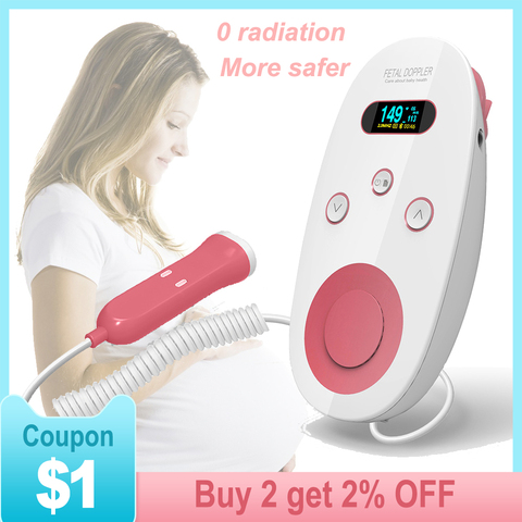 Safer 2MHz Doppler Fetal Heart rate Monitor Home Pregnancy Baby Fetal Sound Heart Rate Detector OLED Display No Radiation ► Photo 1/6