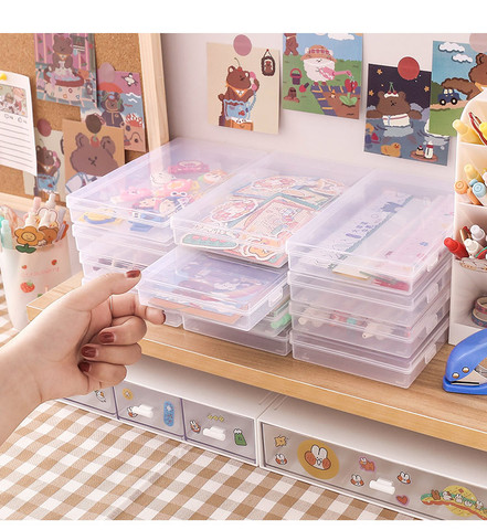 2pcs/lot Transparent Desktop Organizer Pencil Box Plastic Desk Storage Box Classification Box School Office Stationery ► Photo 1/5