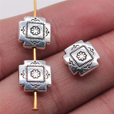 WYSIWYG 6pcs Small Square Beads Diy Metal Alloy Jewelry Findings Antique Silver Color 4x10mm ► Photo 1/3