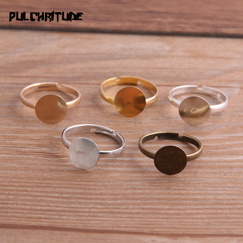 10pcs/lot Fashion Simple 5 Color 10mm Adjustable Ring Bases Cabochon Blank Rings ► Photo 1/6