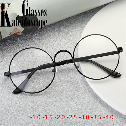 0-1.0-1.5-2.0-2.5-3.0-3.5-4.0 Finished Myopia Glasses Men Anti-blue light Round Short-sighted Eyeglasses Women Vintage Eyewear ► Photo 1/6