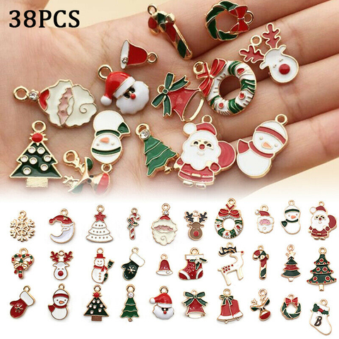 38PCS Christmas Charms Pendant Enamel Alloy Mixed Jewelry DIY Making Crafts ► Photo 1/6