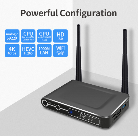 S922X Android 9.0 Smart TV Box Amlogic S922X DDR4 4GB RAM 64GB ROM Dual WiFi 1000M LAN BT4.2 4K HD Home Media Player Set Top Box ► Photo 1/6