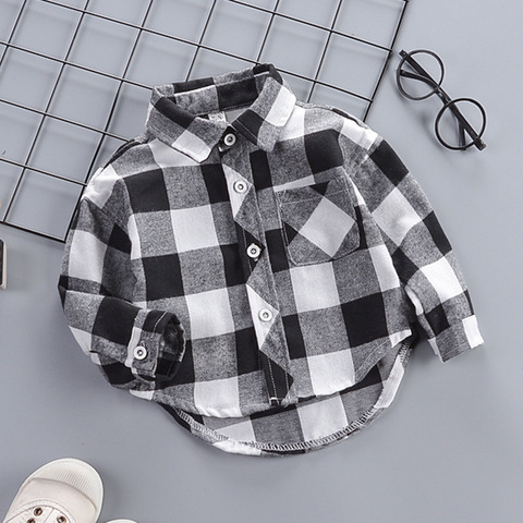 DIIMUU Spring&Autumn Fashion Kids Baby Boys Cotton Shirt Child Boy Plaid Shirts Clothing Children Casual Tops Clothing ► Photo 1/6