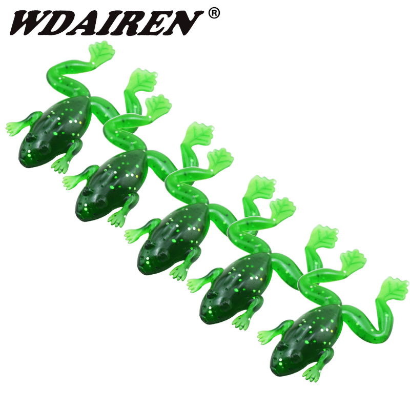 5Pcs Wobbler Silicone Bait Soft Frog Fishing Lure 50mm/3g Isca