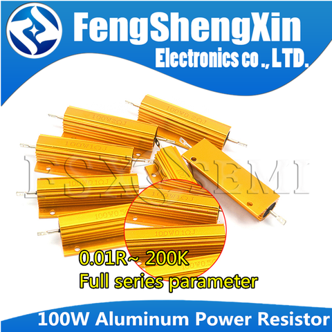 RX24 100W Aluminum Power Metal Shell Case Wirewound Resistor 0.01~200K 0.33 0.5 1 2 5 6 8 10 20 50 100 120 200 300 1K 5K 10K ohm ► Photo 1/1