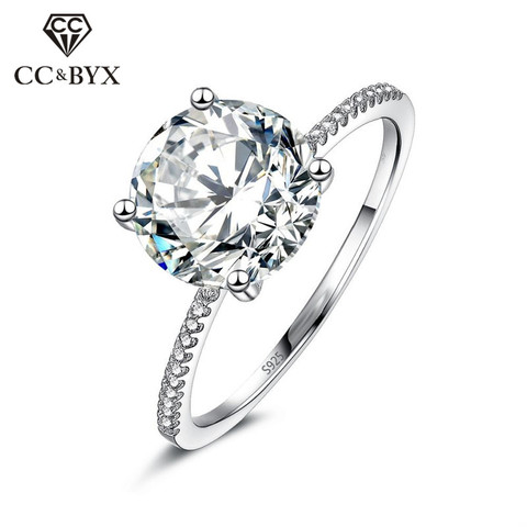 CC Simple Rings For Women S925 Silver Fashion Jewelry Round Stone Cubic Zirconia Wedding Ring Bridal Engagement Bagu CC1607 ► Photo 1/6