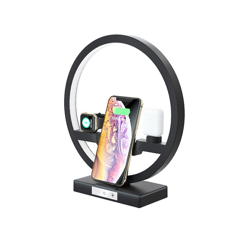 4 in 1 Fast Wireless Charger For Airpods iPhone 11 Pro XS Max X Apple Watch 4 3 2 1 Wireless Charging Dock Station with LED Lamp ► Photo 1/1