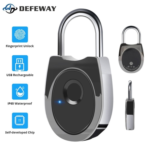 USB Rechargeable Smart Keyless Fingerprint Lock Waterproof Anti-Theft Digital Padlock Quick Unlock Luggage Case Door Lock ► Photo 1/6