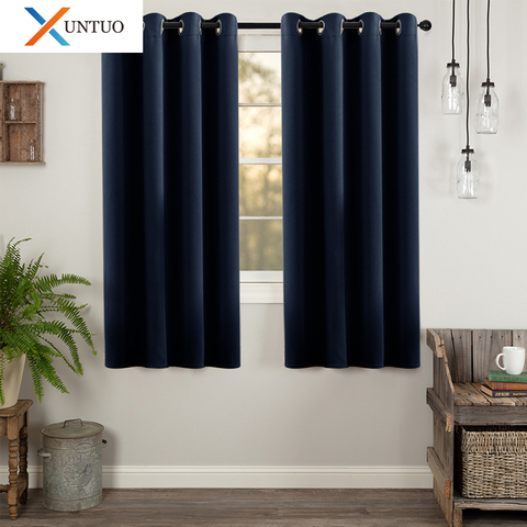 Blackout Short Curtains for Kitchen Bedroom Living Room Window Treatments Small Curtains Solid Color Home Decoration Drapes ► Photo 1/6