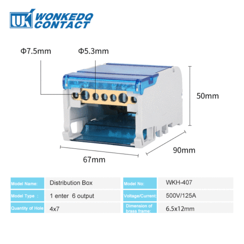 WKH407 Din Rail Terminal Blocks  Modular Screw Connection Power Distribution Block Box Universal Electric Wire  Junction Box ► Photo 1/6