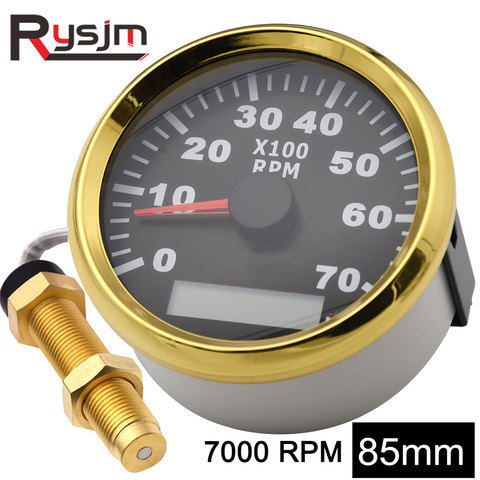 85mm Boat Motorcycle Tachometer + Sensor 0~7000 RPM REV Counter for Outboard Motor Boat Auto Tach Electric Motor Tacho 9~32V ► Photo 1/6