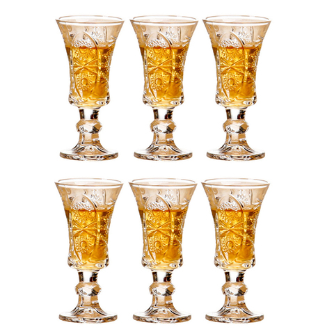 6PCS Lead-free Goblet Crystal Moutai Liquor Bullet KTV Bar Cup Dispenser Suit Engraved Flower Design Drinking Tool Drinkware ► Photo 1/6